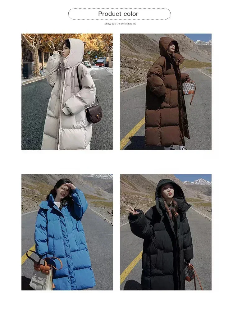zjaiss 2026 Winter New Down Coats Long-style Cotton Dress Korean Version Large Size Korean Fashion Jackets Heat Parka Feminina