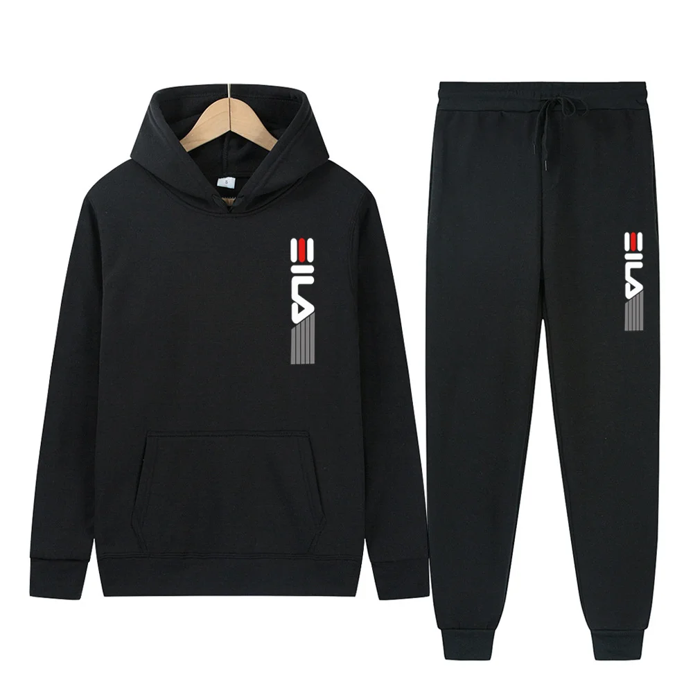 

New autumn men's digital print sportswear two-piece set, hooded sweatshirt + drawstring pants, men's hooded shirt, running sport