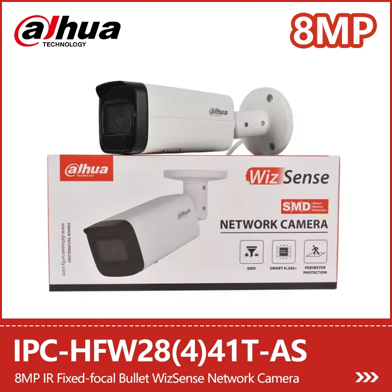 

Dahua 4MP 8MP IR Bullet WizSense IP Camera with Human&Vehicle Detection Alarm&Audio Port Mic PoE IPC-HFW2441T-AS HFW2841T-AS
