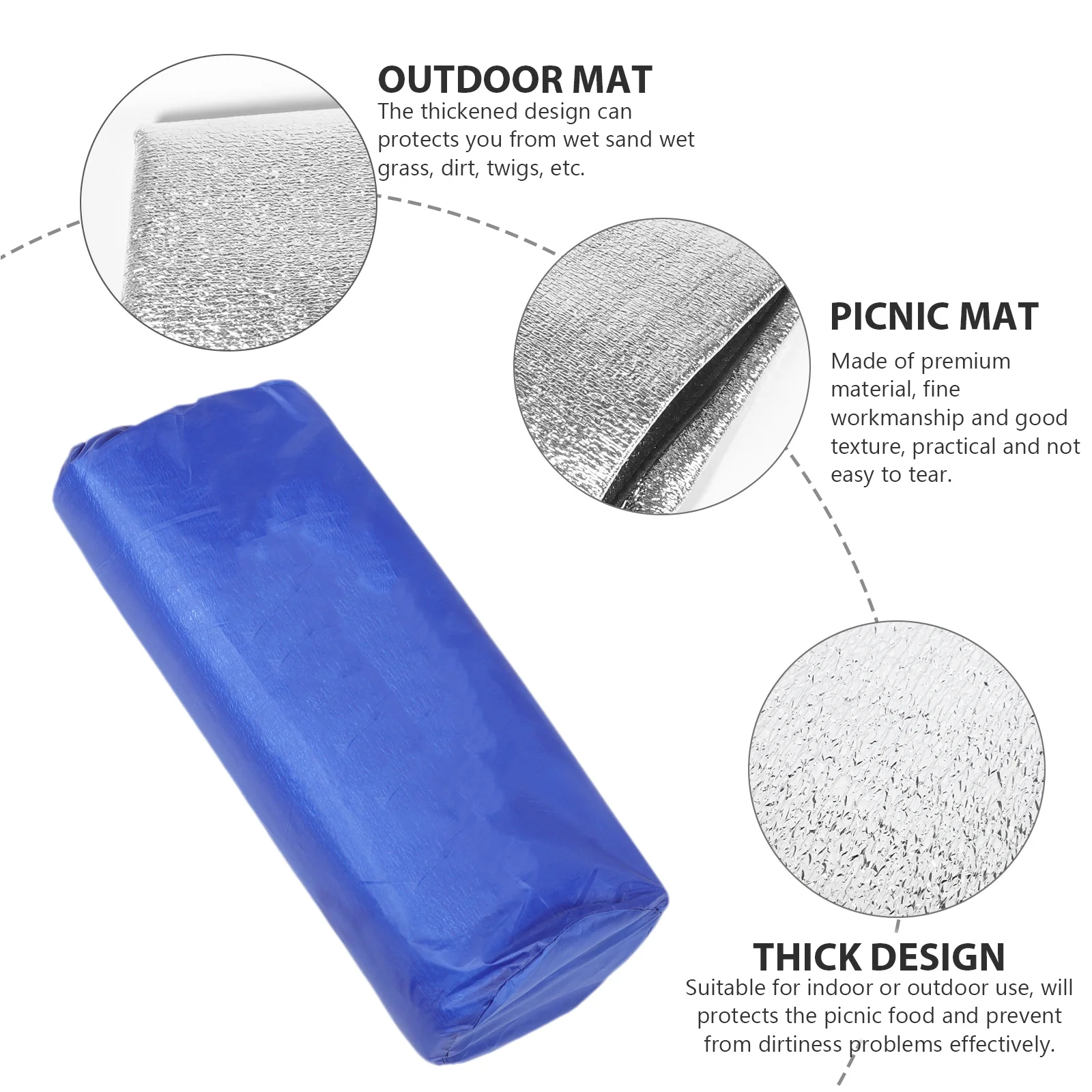 

Picnic Blanket Mat for Camping Beach Large Size Double Sided Anti Moisture Outdoor Foldable Travel Light Weight Portable