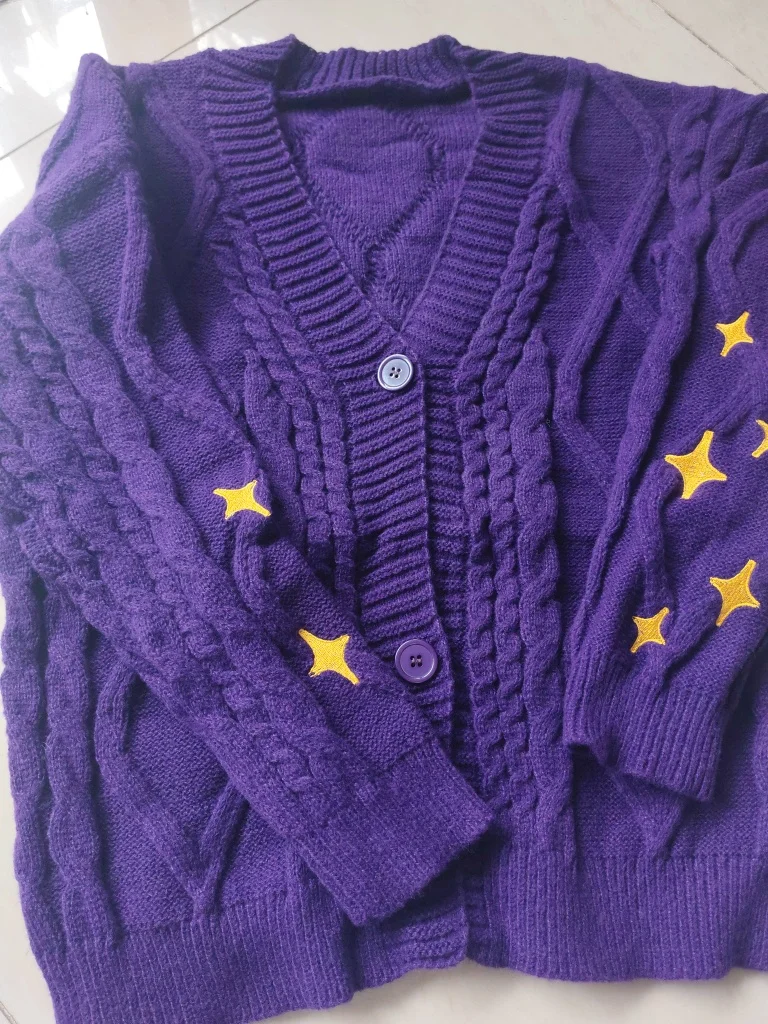 Speak Now Cardigan TS Golden Star Embroidery Button Up Purple Sweater TV Album Cardigan Gift Fall Winter Vintage Outfit