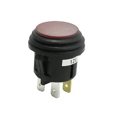 DC 12V 20A ON/OFF SPST Panel Mounted Red Pilot Lamp Car Push Button Switch