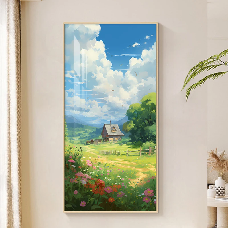 Led Light Belt  Entrance Decoration Painting Hand Sea View Oil Painting Corridor Landscape Mural Modern And Simple Wall Lamps