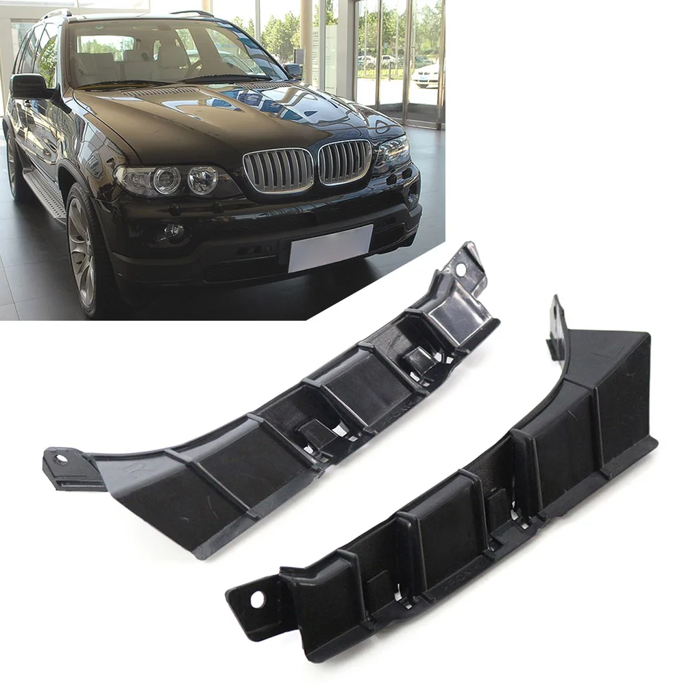 

Black Car Front Bumper Bracket Holder Cover For BMW X5 E53 2003 2004 2005 2006 51117116667 51117116668