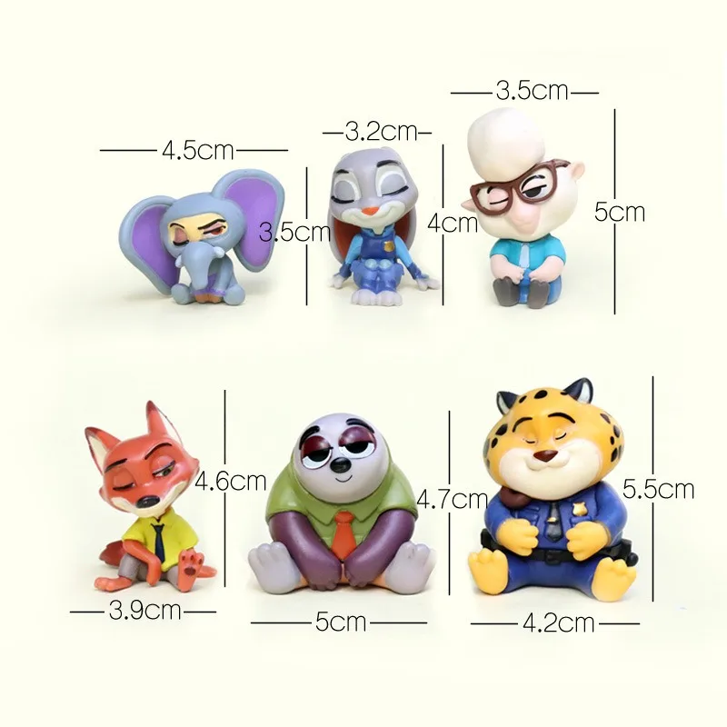 

6pcs Disney Zootopia Figurine Set Nick Judy Sloth Sammy Cute Cartoon Doll Statue Collection Desk Decor Model Toys Gift
