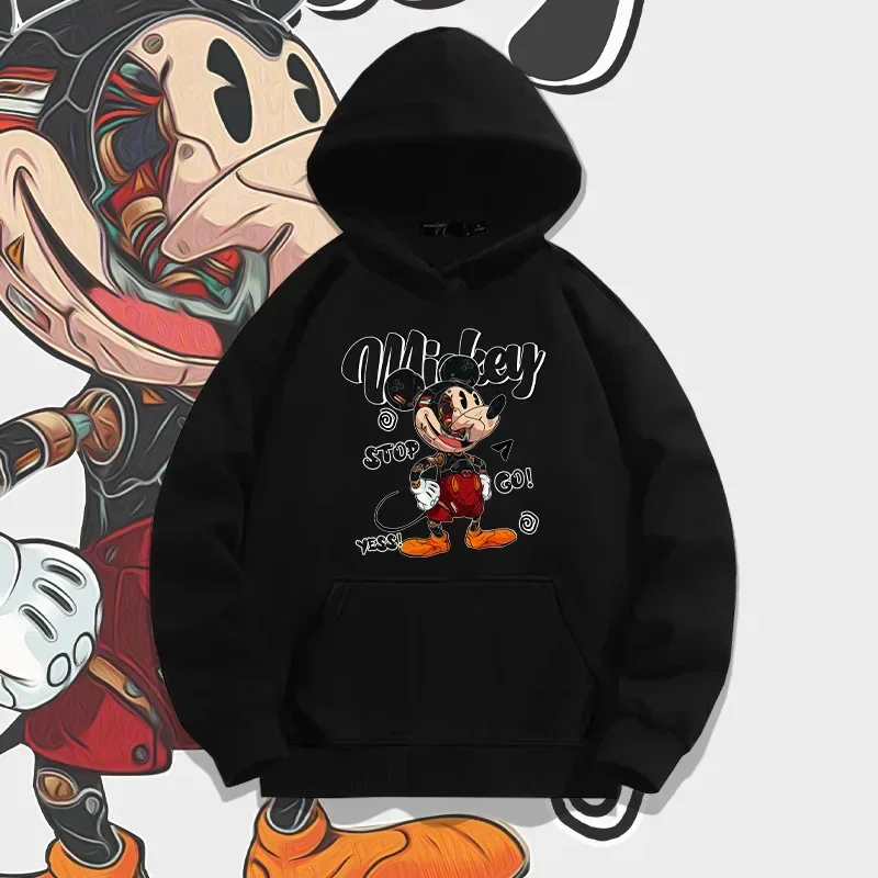 Pattern Lovely Male Sweatshirts Loose Pocket Disney Mickey Mouse Cartoon Clothing Cozy Men Hoodies Autumn Winter Pullover