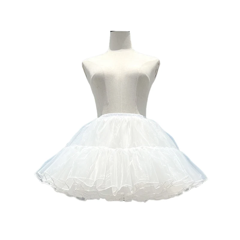 Women's Short Length Tulle Crinoline Underskirts Dress Bubble Skirt Above Knee Fluffy Ballet Dress Chiffon Half Slips Black