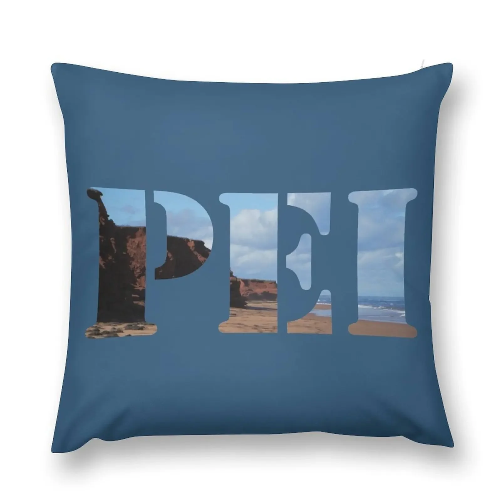 PEI Stencil Red Cliffs and Ocean View Beach Island Photography by WuisaOutdoors Throw Pillow Couch Pillows pillow