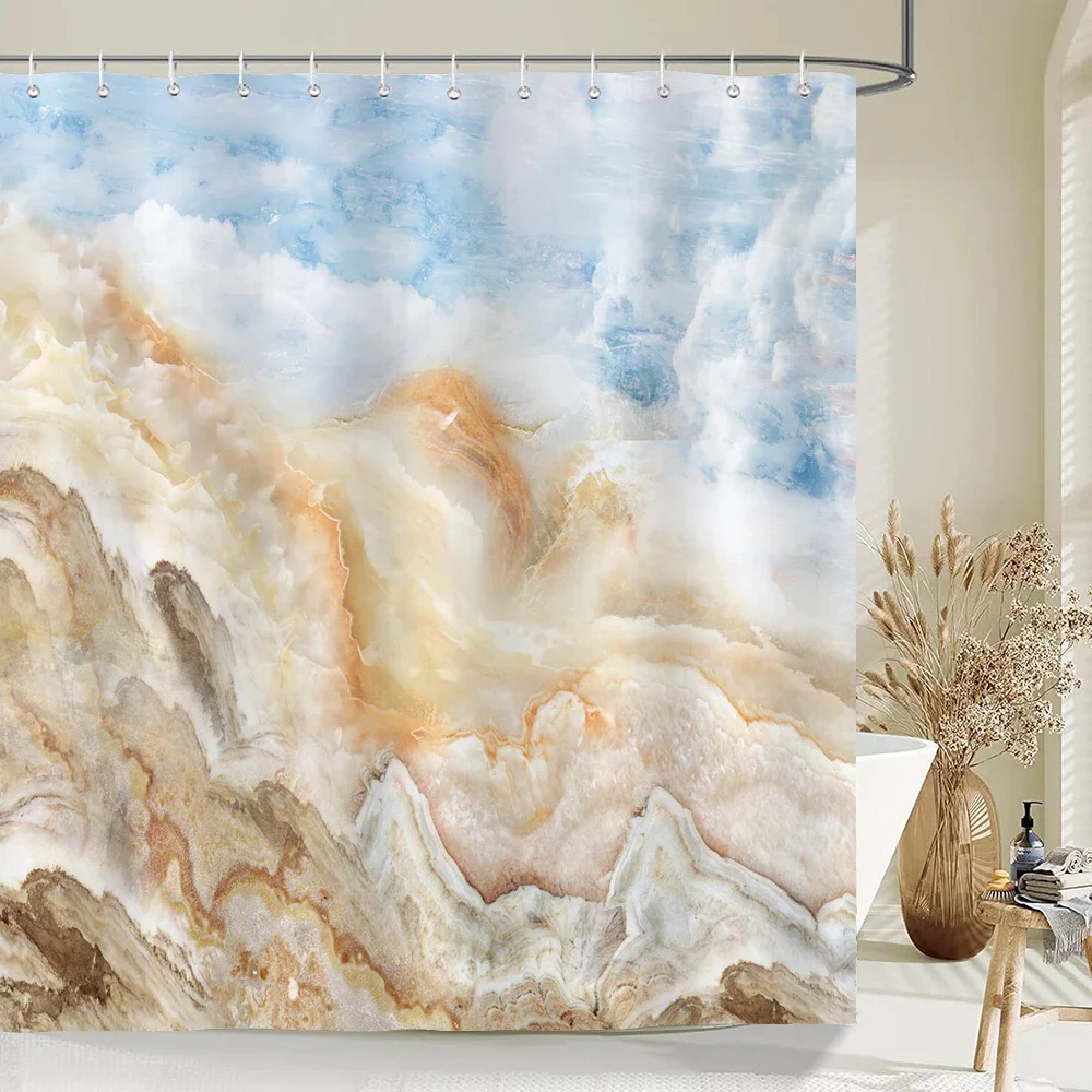 

Мраморный узор, текстура, занавески для душа, художественная абстрактная градиентная водонепроницаемая полиэстеровая занавеска для ванной комнаты, домашний декор с крючками