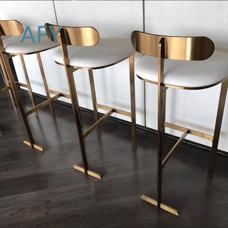 Modern Minimalist Stainless Steel High Bar Chair for Hotels Bars Outdoor Dining Furniture Creative Reception Seating Strong
