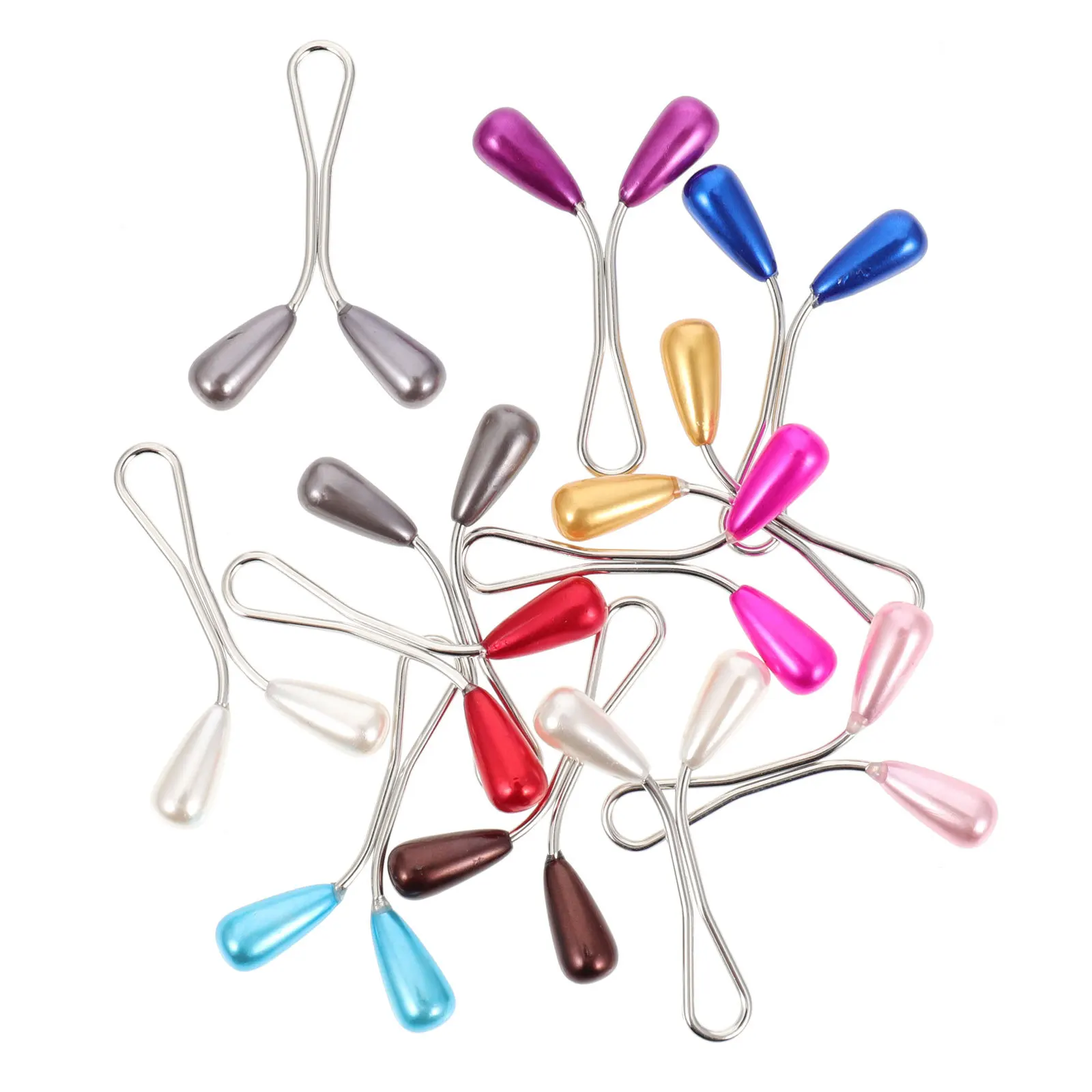 24 قطعة مقاطع الحجاب الإسلامي U-شكل اللؤلؤ وشاح بروش الحجاب دبابيس ثابتة أنيق حفل زفاف اكسسوارات مقاطع الحجاب مسلم #5