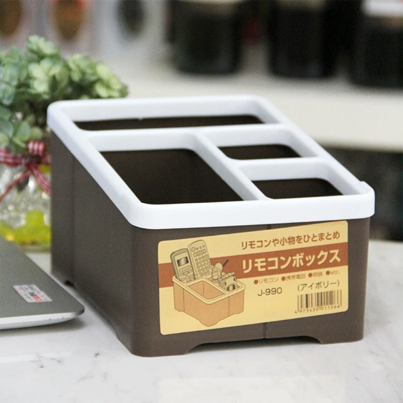 กล่องเก็บของอเนกประสงค์ตั้งโต๊ะ4ช่องรีโมทคอนโทรลกล่องใส่เครื่องเขียนแคดดี้