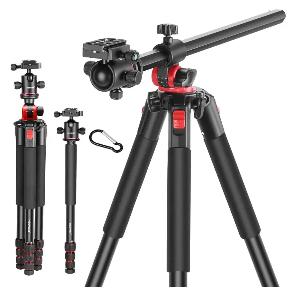 Neewer 72.4-Inch Aluminum  Tripod Monopod 360-Degree Rotatable Center Column and Ball Head Quick Shoe Plate Bag for DSLR