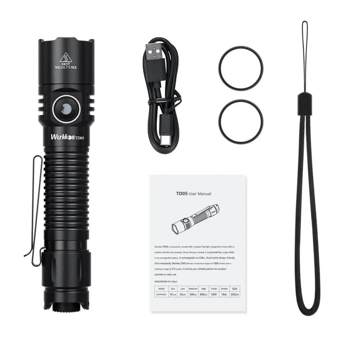 Wurkkos TD05 Rechargeable Tactical Flashlight