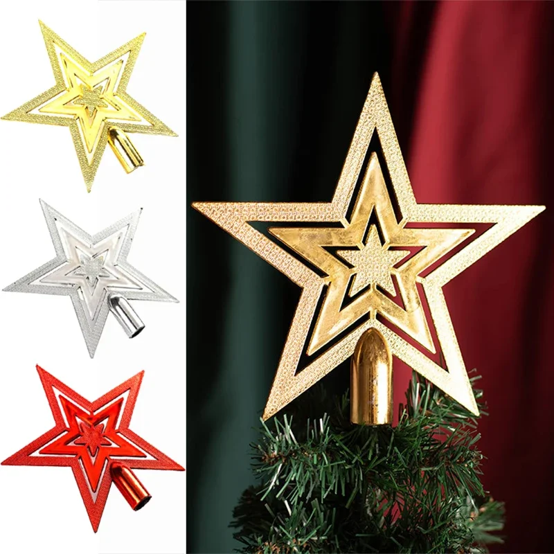 Christmas Tree Decorations Pentagram Holiday Atmosphere Plating Christmastree Top Star Garland Accessories Party Supplies