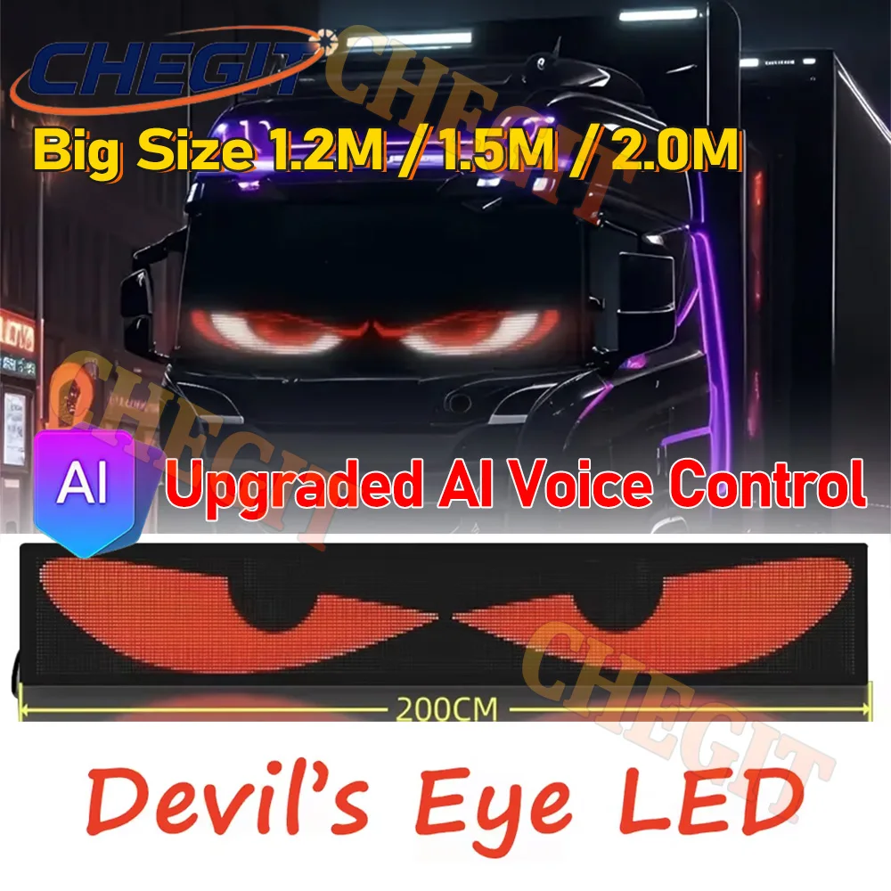 

Голосовое управление 2 м, большое приложение, грузовик, автомобиль, Devil Eye, светодиодная пиксельная панель, мягкое складное освещение, прокрутка для доски, лобовое стекло 12 В