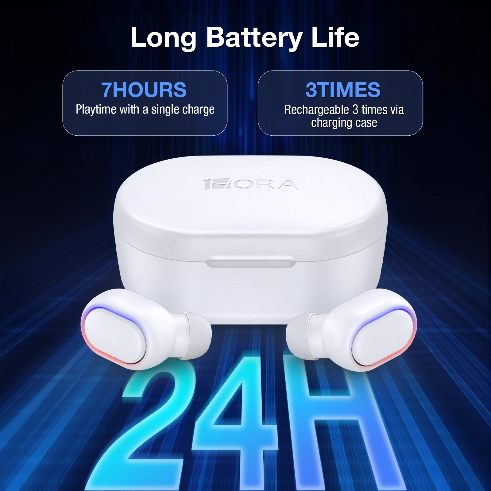 1HORA TWS سماعة رأس بخاصية البلوتوث AUT114 أزرار لمس توصيل سريع الإجابة/النهاية للمكالمات مع شاشة عرض بطارية LED وعمر بطارية طويل