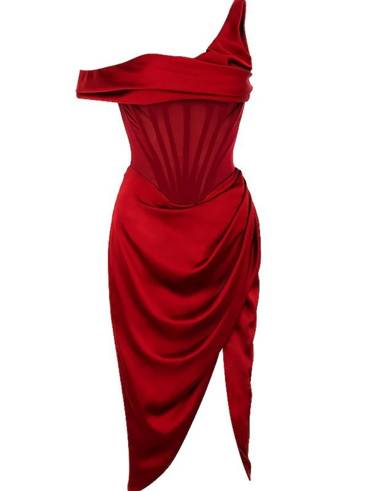 

Sexy Off Shoulder Ruched Split Short Formal Party Dress