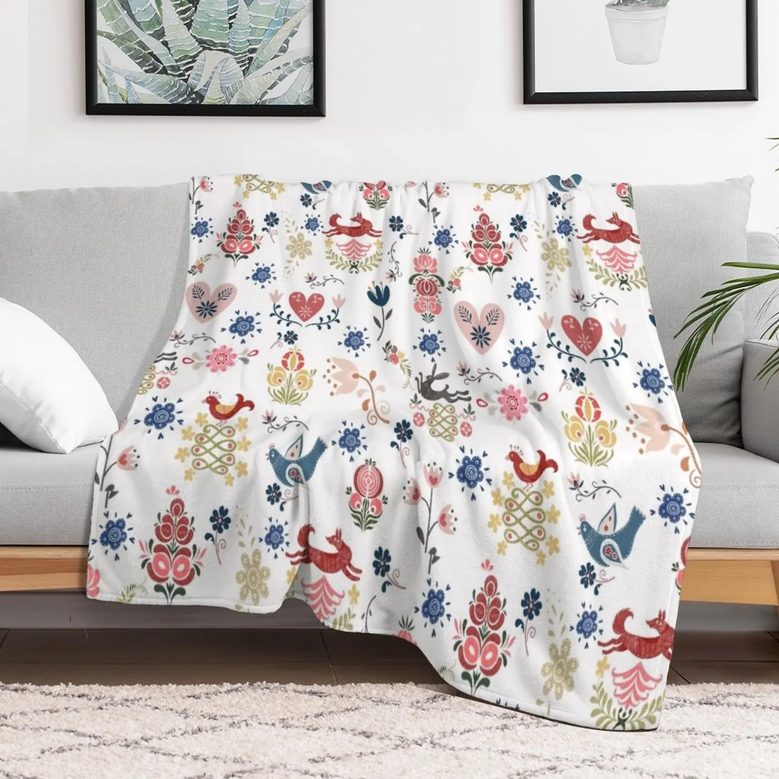 Swedish Scandinavian Norwegian Folk Art Pattern Throw Blanket Winter beds blankets ands Polar Softest Blankets