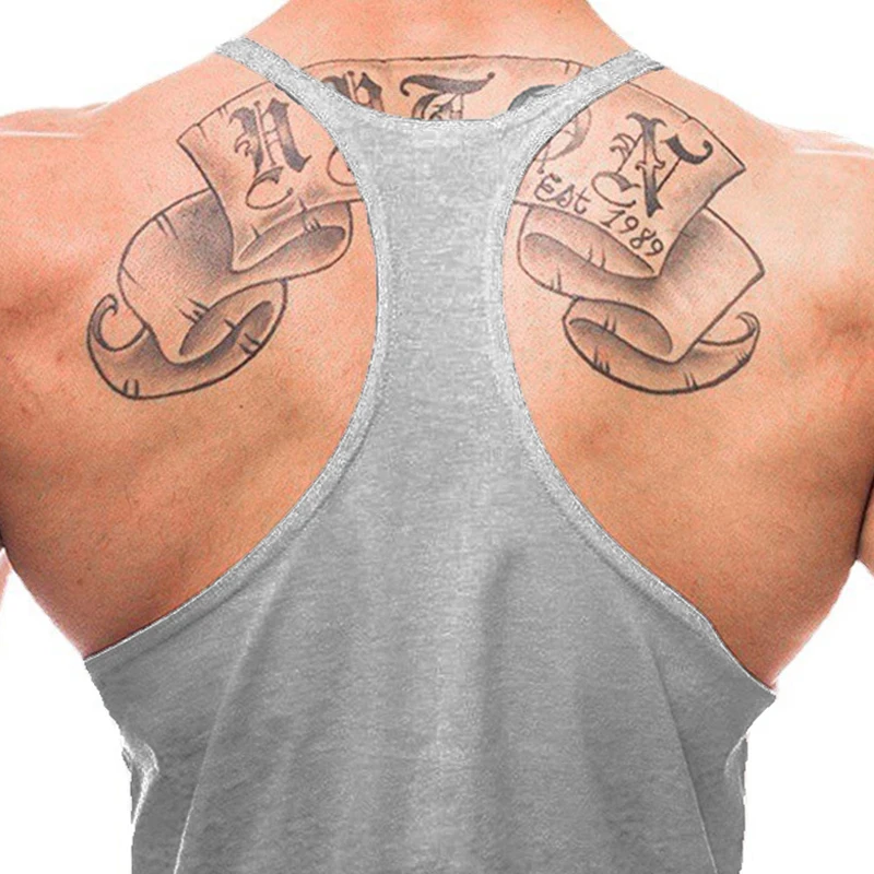 Installing Muscles Please Wait Print Vest Gym Bodybuilding Running Sport Y-back Tank Tops Mens Fitness Sleeveless Cotton T-Shirt