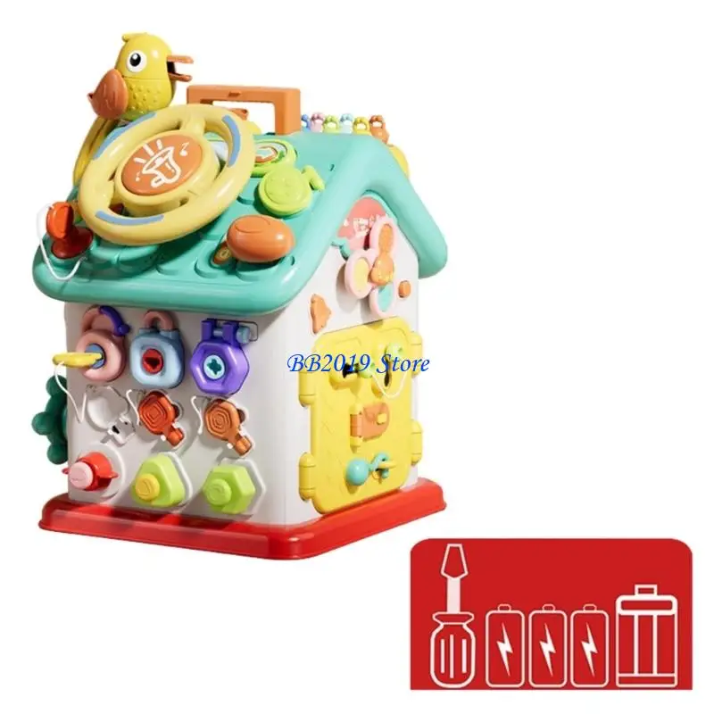 Q0KB Tragbares Lernspielzeug, 6-seitiges beschäftigtes Haus, einfache mehrere Spiele, Heim- und Reisegebrauch,