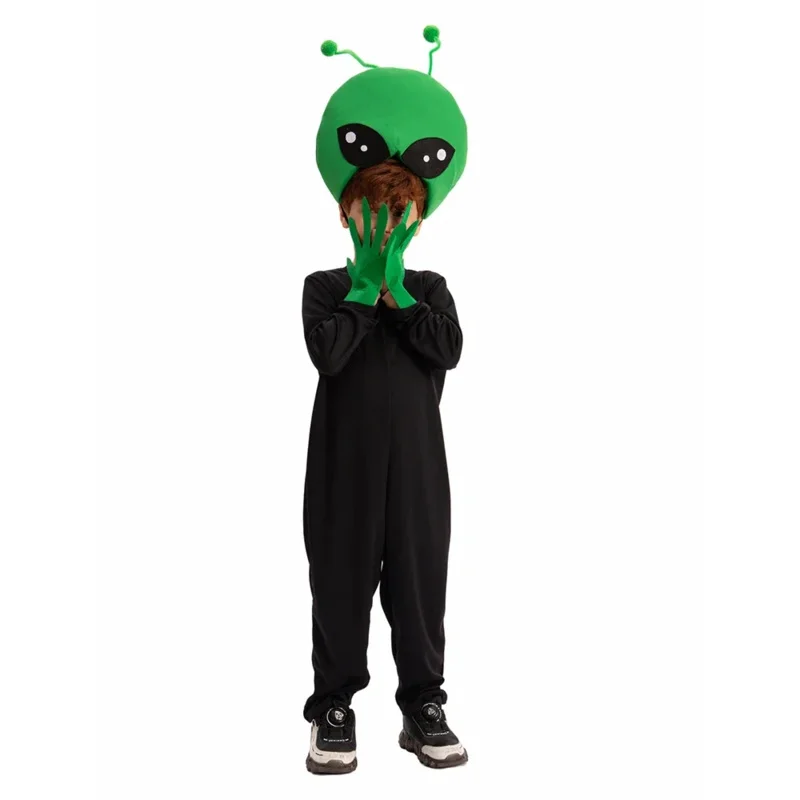 Toddler Green Alien Costume for Kid Space UFO Halloween Fancy Dress Costume Kit for Child