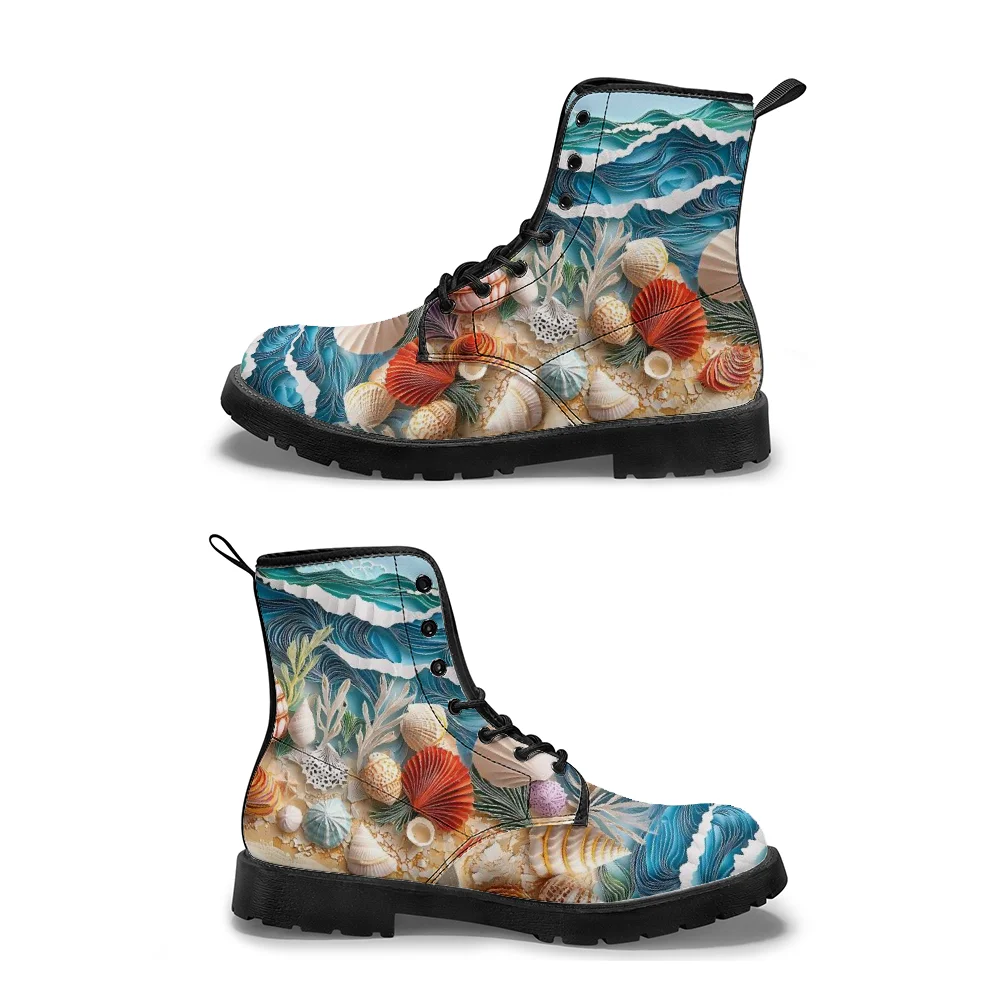 

Customizable beach shell pattern mid-calf boots, spring and autumn street casual fashion boots for men and women
