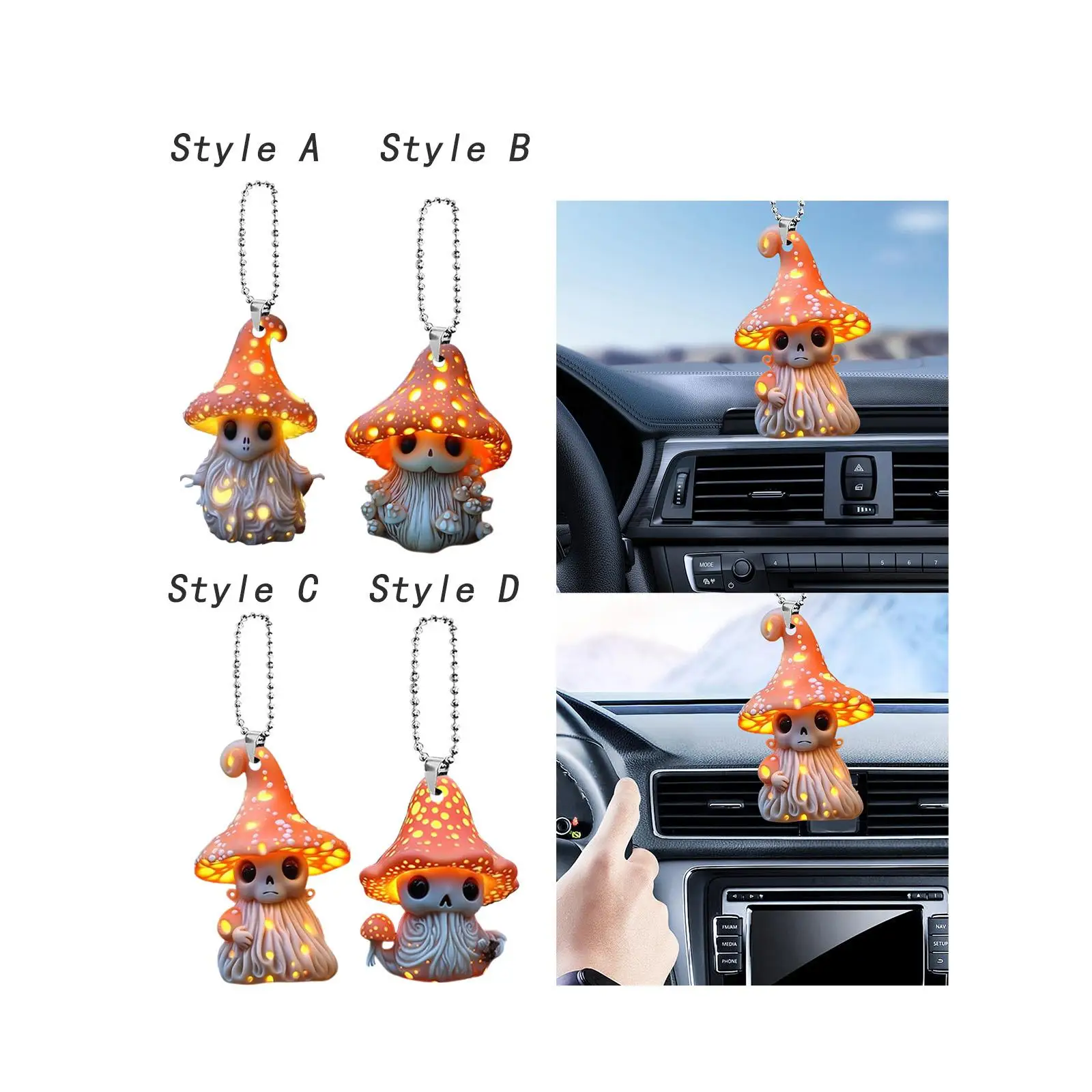 Acrylic Car Hanging Pendant Mushroom Elf Cute Charm for Rear View Mirror Office Shelf Decor Gift