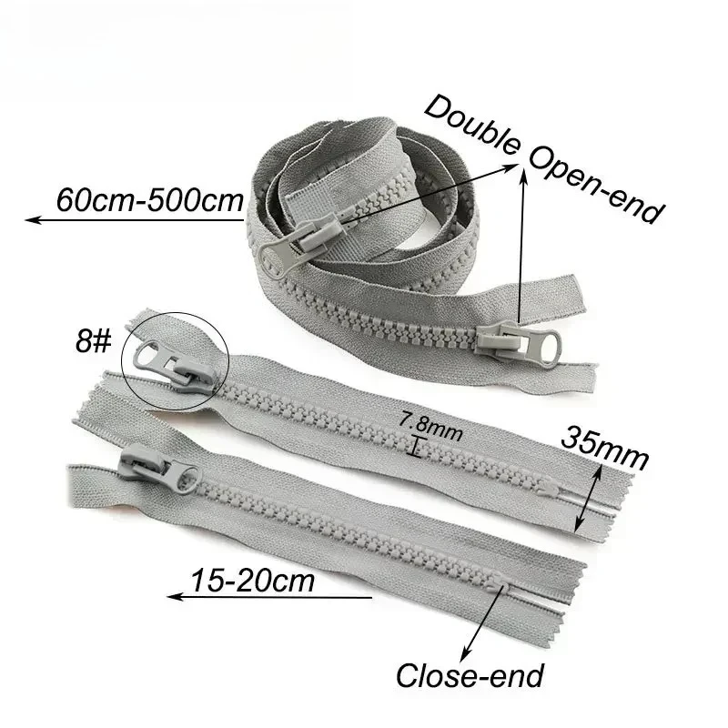 8 #   Meetee 15-500 مللي متر الراتنج سستة الشريط مع مزدوجة المنزلق سترة الأحذية المفتوحة سحابات أكياس البريدي طقم تصليح DIY بها بنفسك الخياطة اكسسوارات