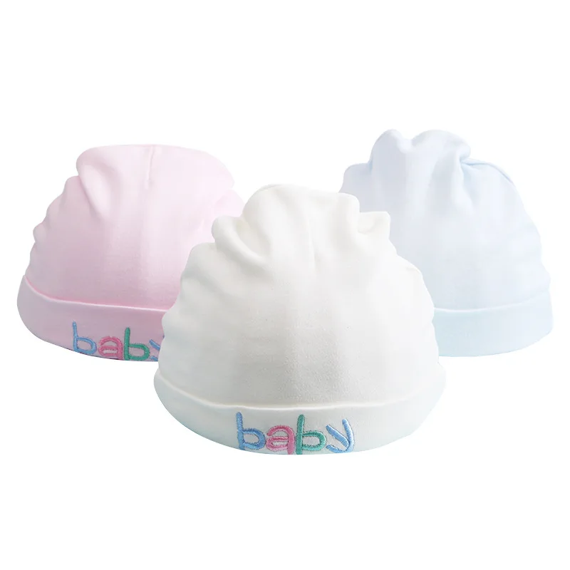 Autumn Winter Baby Hat Comfortable Solid Color Hats Cute Ear Shape Cotton Cap Newborn Photography Props 0 -1 Infant Bonnet Items