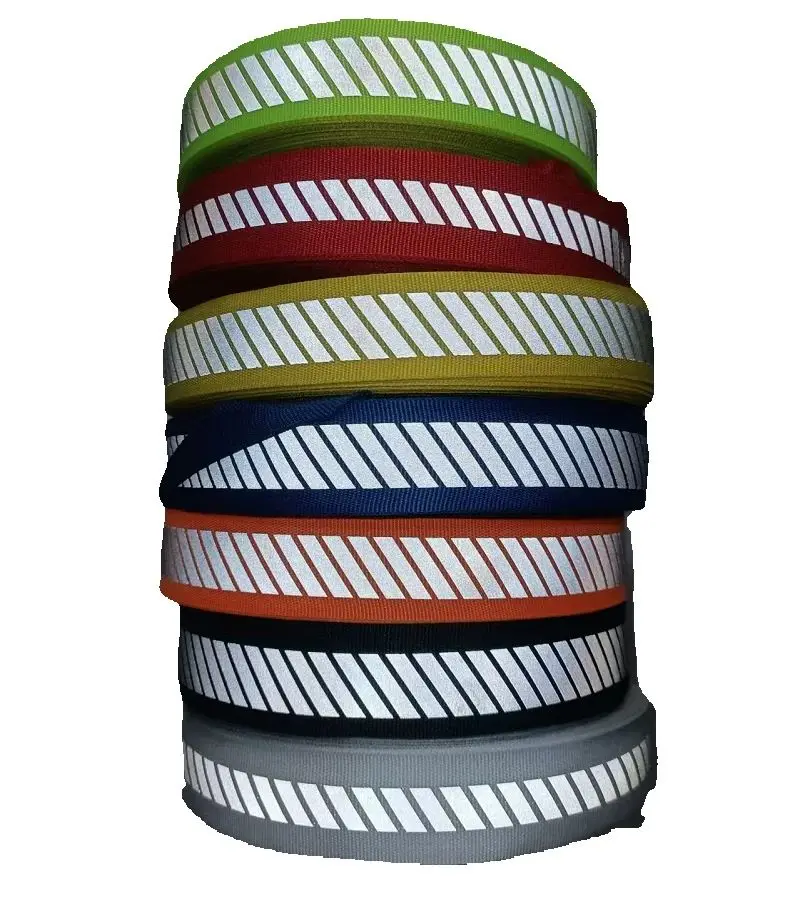 1 Inch DIY Reflector Tape Polyester Fluorescent Twill Reflective Webbing Sew On Clothing