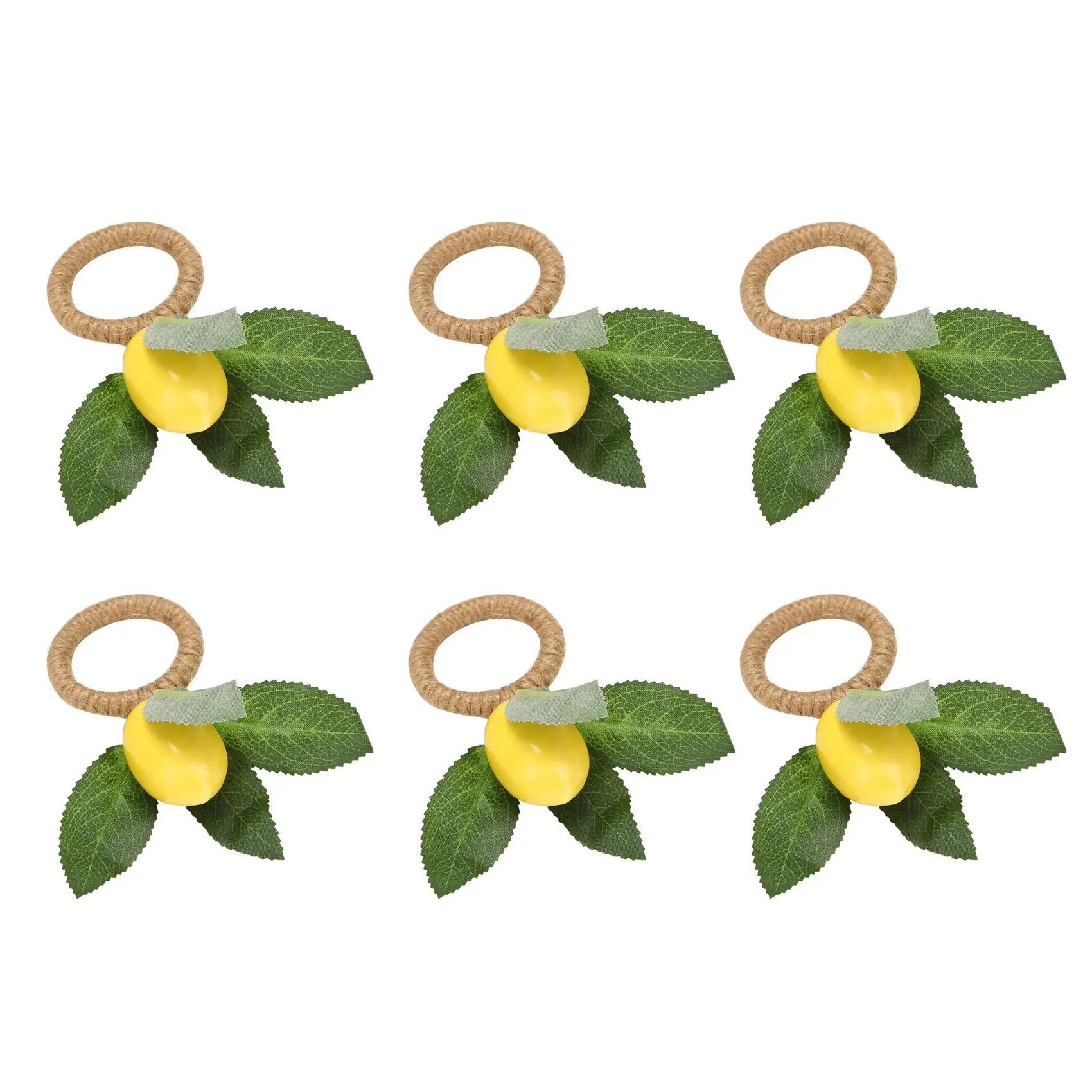 6Pcs Simulation Lemon Plant Napkin Ring Fruit Meal Buckle Hotel Model Room Napkin Ring Napkin Buckle Party Supplies