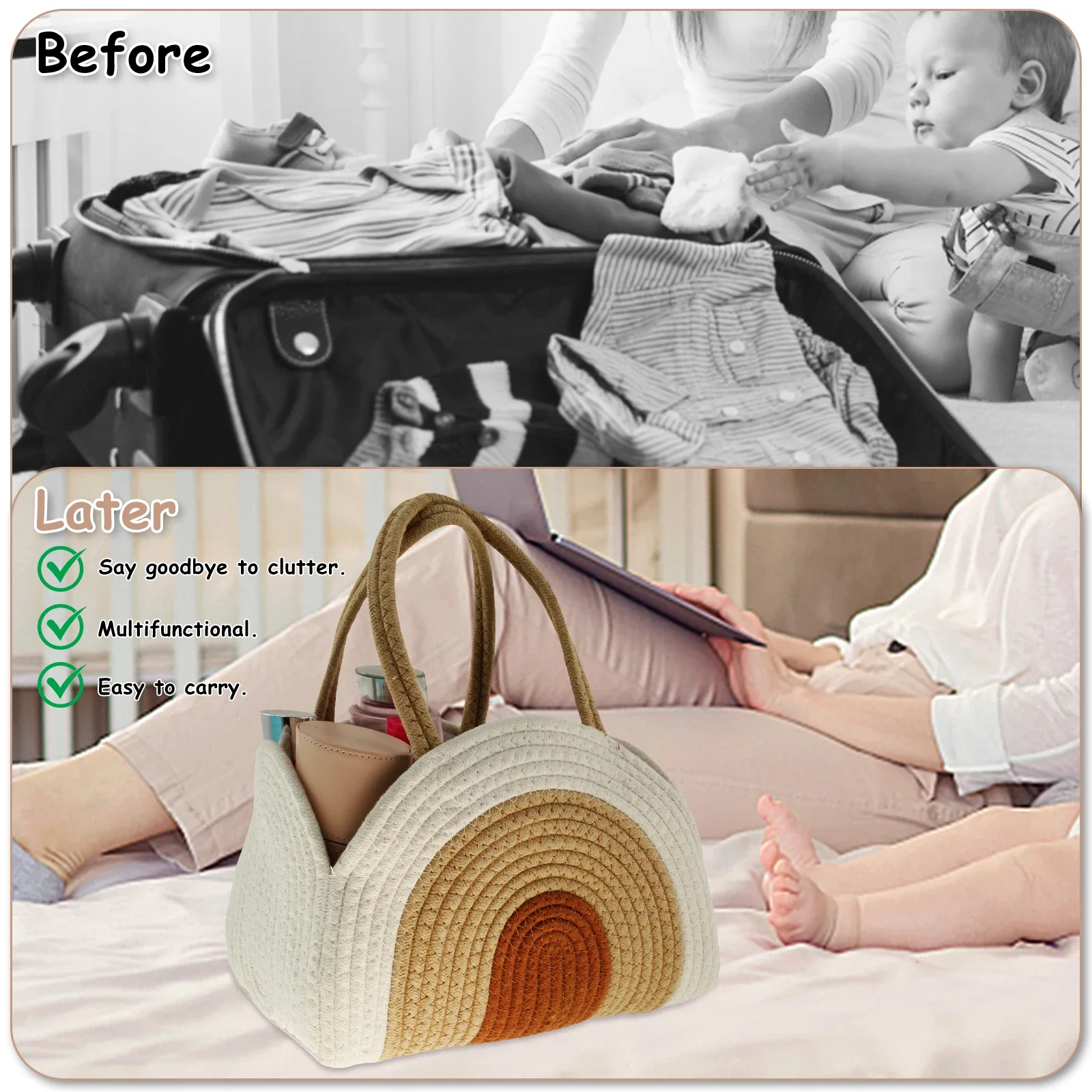 Baby Diaper Caddy Bag Portable Mommy Storage Tote Bag Large Capacity Baby Diaper Replacement Stroller Accessorie view 6