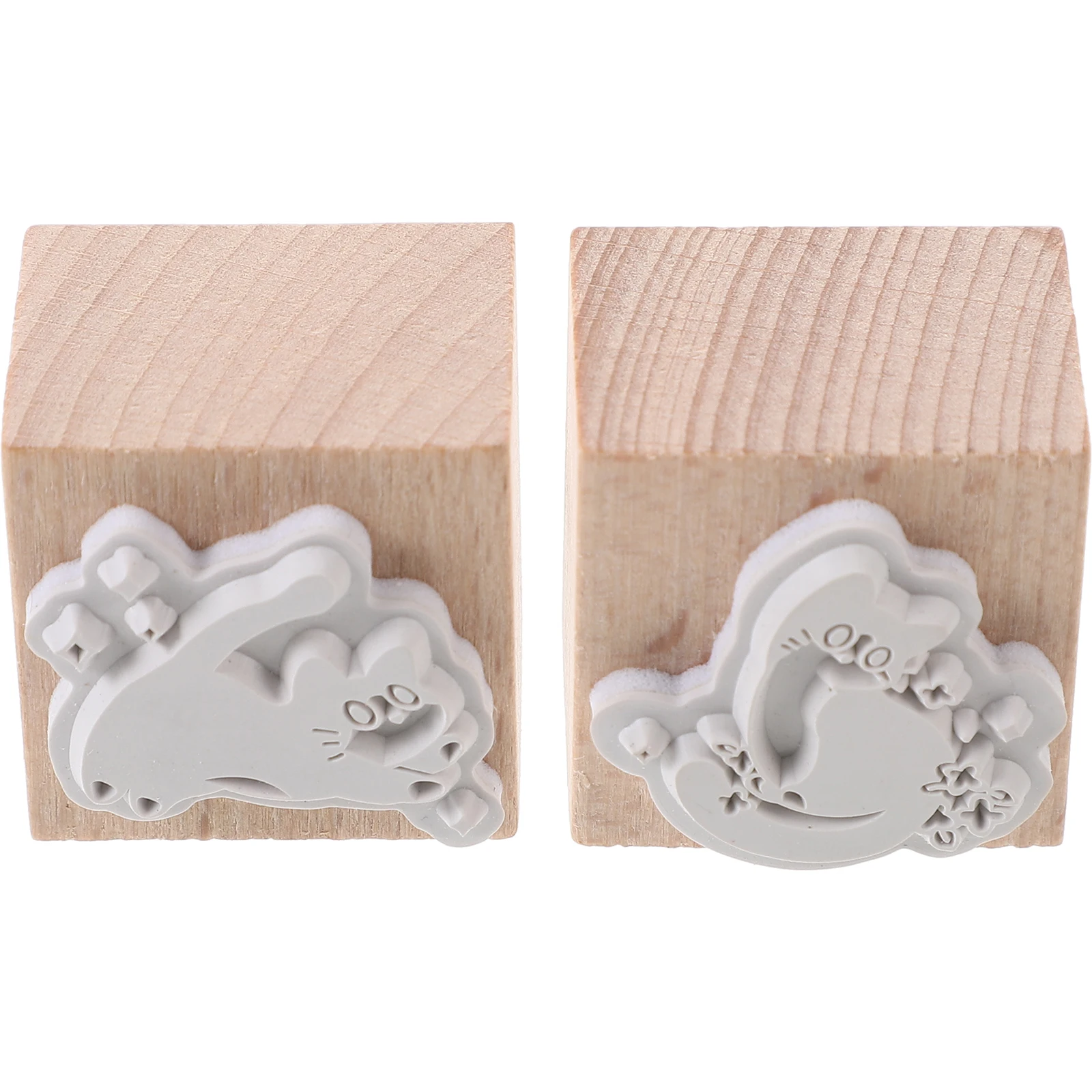 

2pcs Wooden Small Size Handmade Craft Stamps For Journaling Scrapbooking Diy Cards Natural Scene Animal Design Retro Wood Stamp