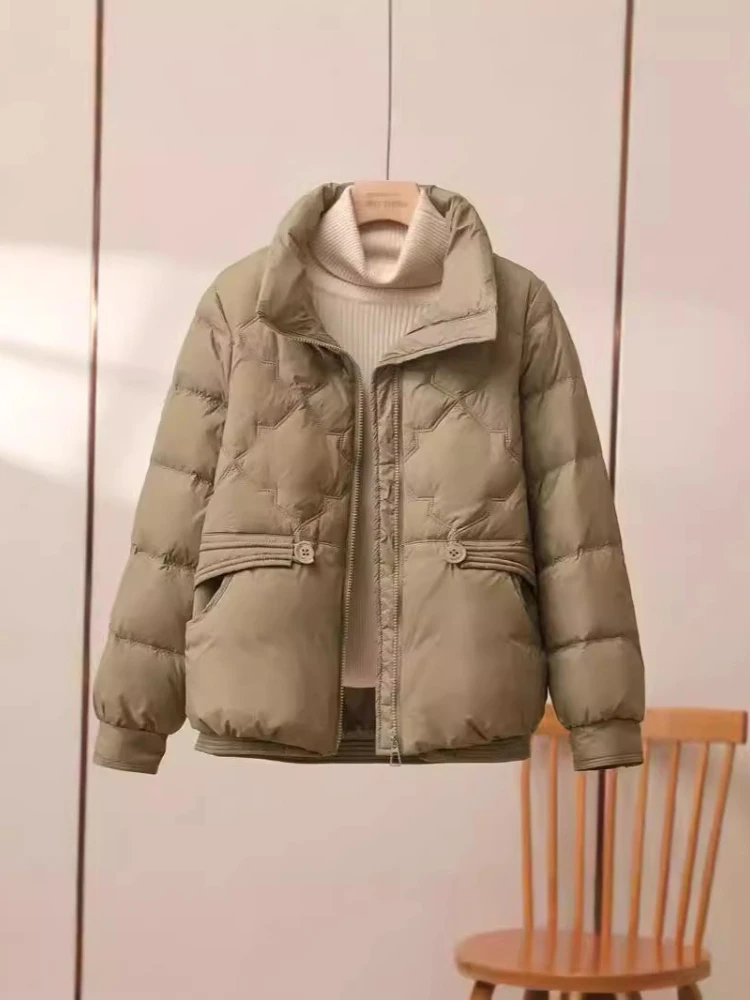 

New Winter Female Short Thin Light Down Cotton Jacket Lady Fashion Parkas Coat Korean Women Long Sleeves Cotton Padded Outwear