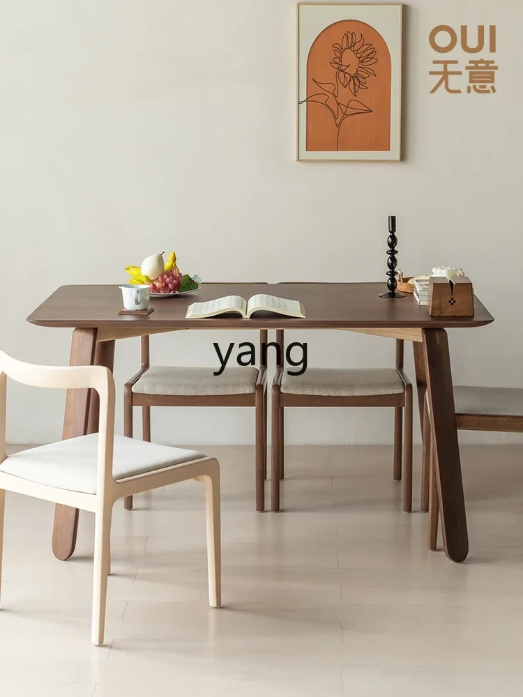 CX Solid Wood Dining Tables and Chairs Set Modern Minimalist Dining Table Black Walnut Household