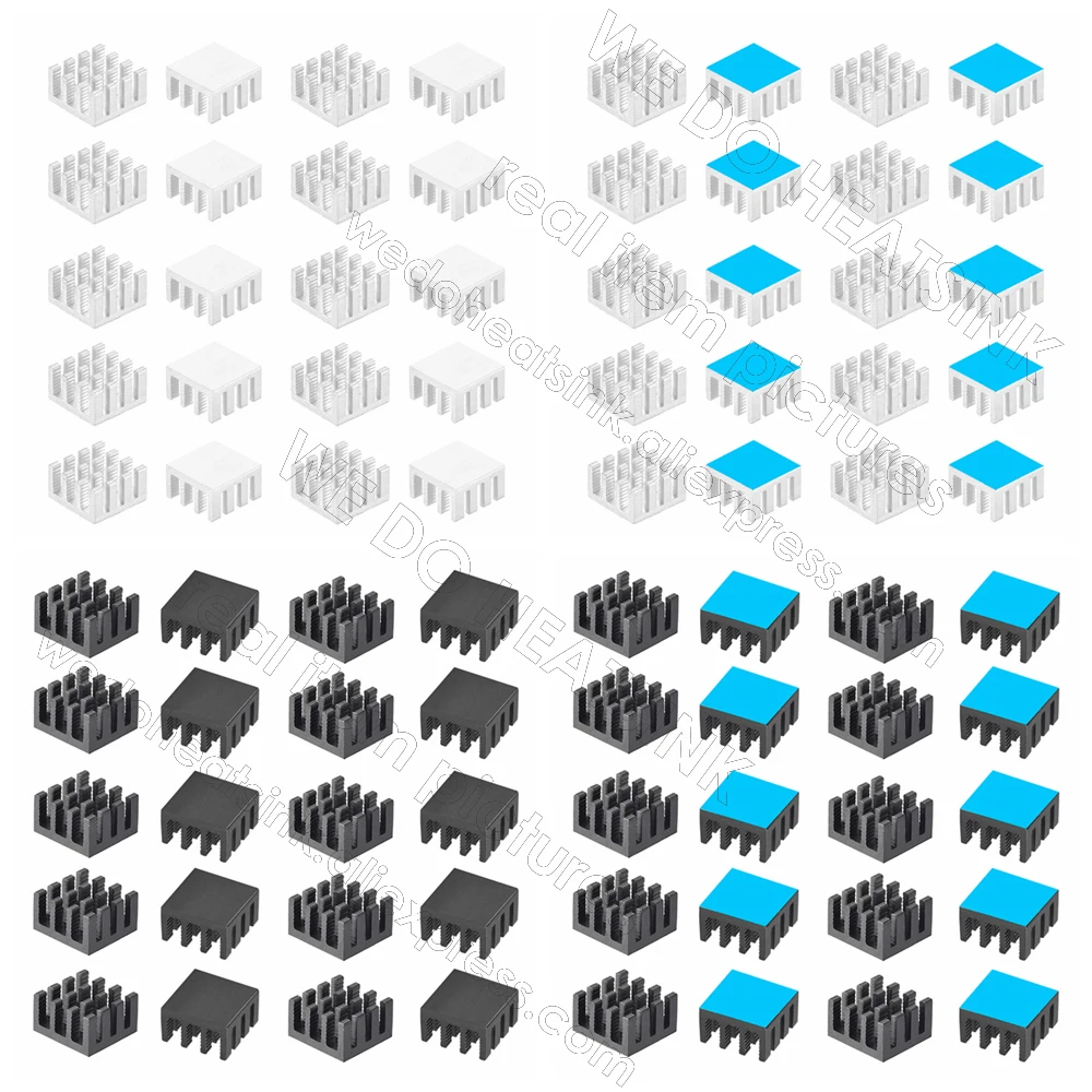 

Aluminum Heatsink 14x14x8mm / 0.55x0.55x0.31" Aluminum Heatsink Radiator Cooling Cooler With Thermal Adhesive Pad