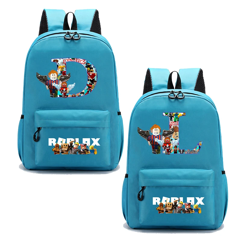 ROBLOX Girls Boys Backpack Knapsack Student School Bags Letter A-Z Cartoon Anime Leisure Travel Bag Kids Birthday Gifts