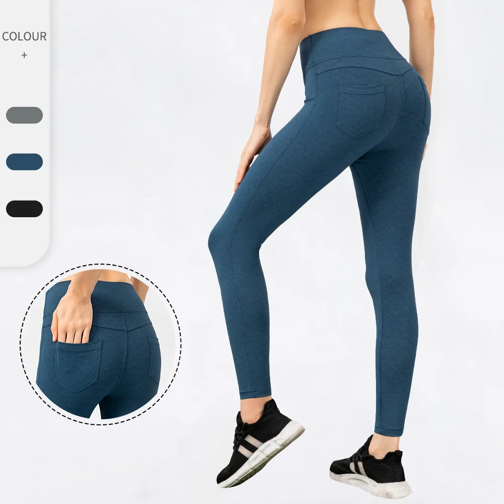 Celana Legging Denim wanita, celana legging Yoga pinggang tinggi, celana olahraga, celana Fitness Lari ketat, elastis tinggi, Yu22380