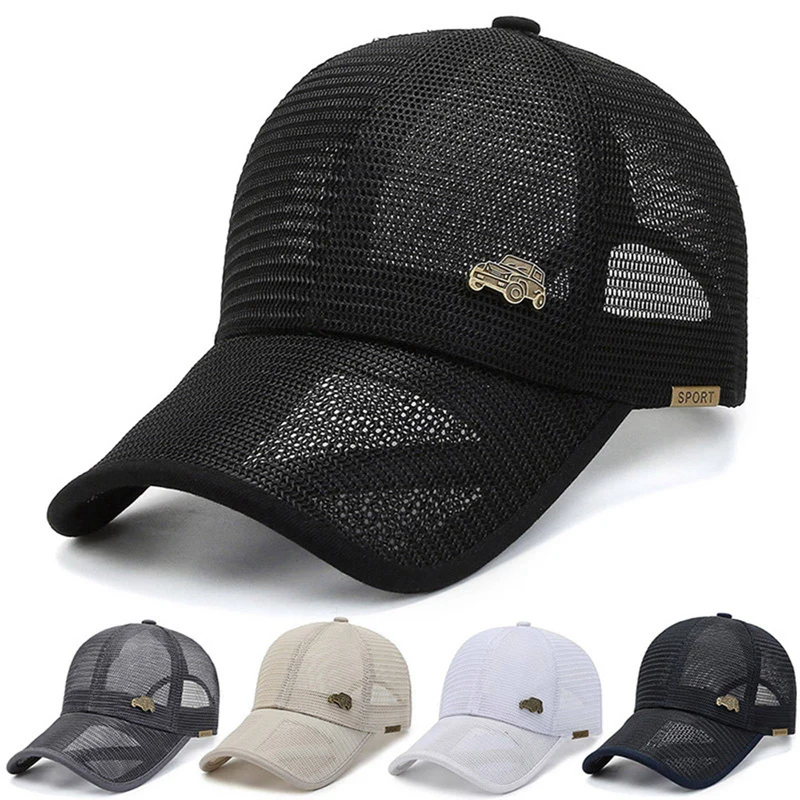 Männer Frauen Full Mesh Baseball Kappe Schnell Trocken Kühlung Sonnenschutz Wandern Golf Laufen Verstellbare Retro Auto Labe Snapback Hut