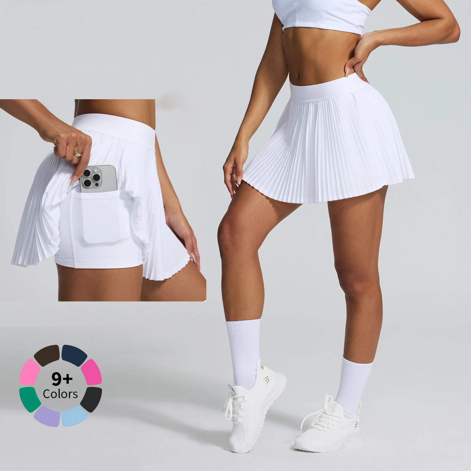 

Женская теннисная юбка-шорты - плиссированная юбка со встроенными шортами, быстросохнущая, облегающая, для бадминтона, гольфа, фитнеса, бега, йоги, активного отдыха на природе