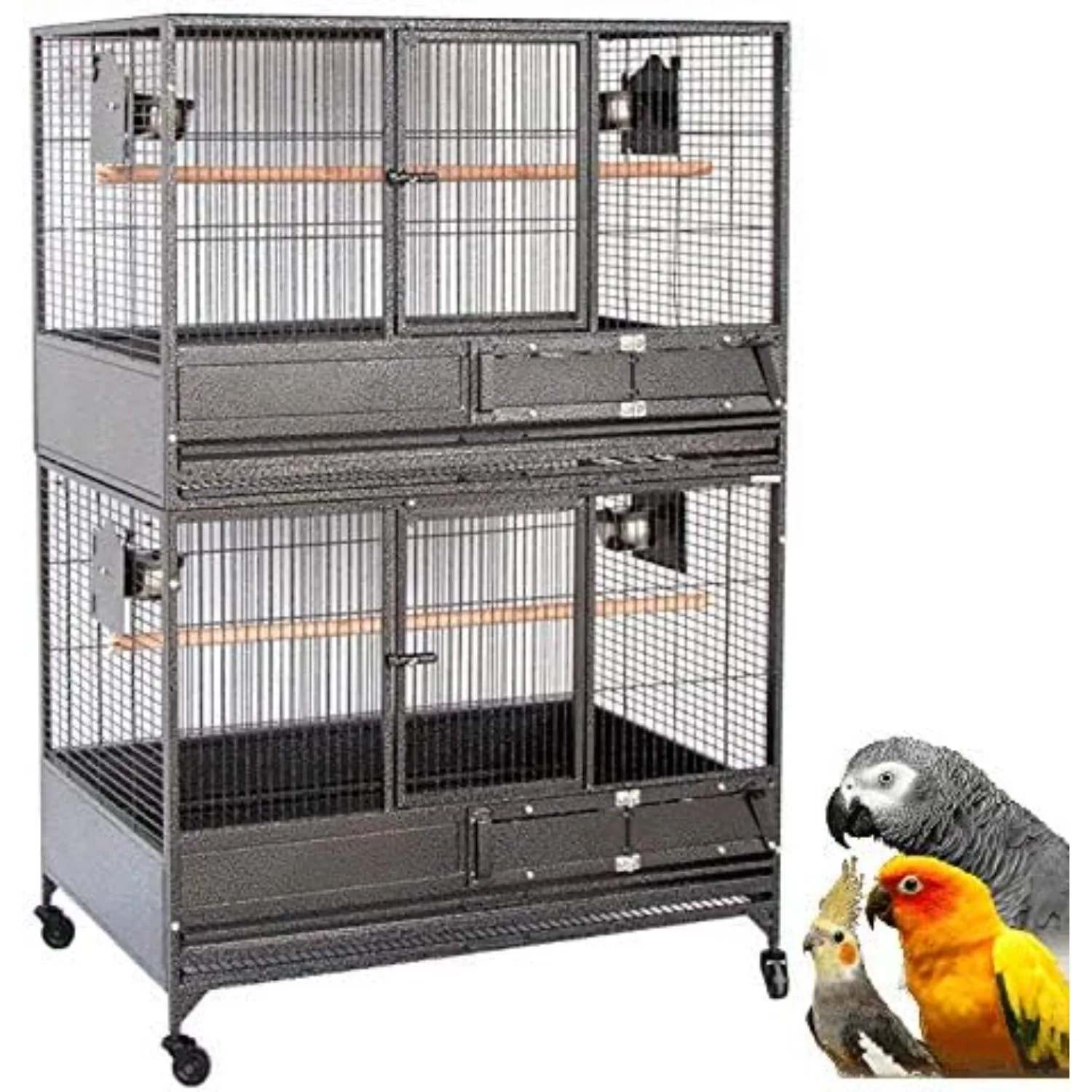 Extra Large Heavy Duty Stacker Breeding Breeder Parrot Aviary Bird Rolling Cage with 1/2