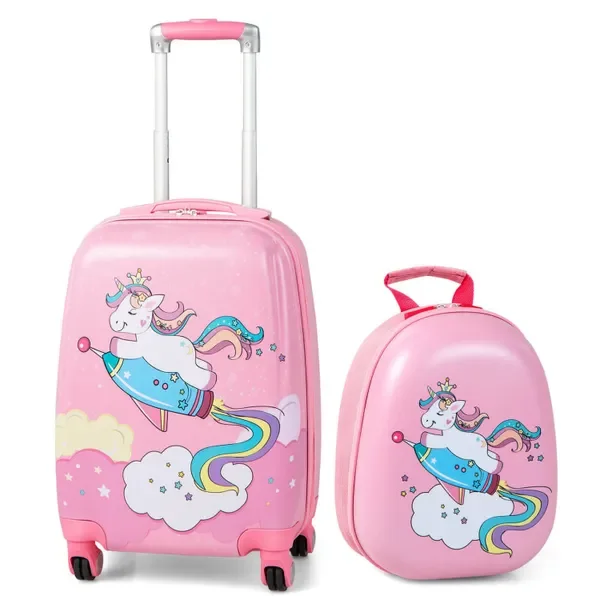 

18-Inch Kids Luggage & 12-Inch Backpack Combo Set Lightweight Children's Travel Suitcase Set