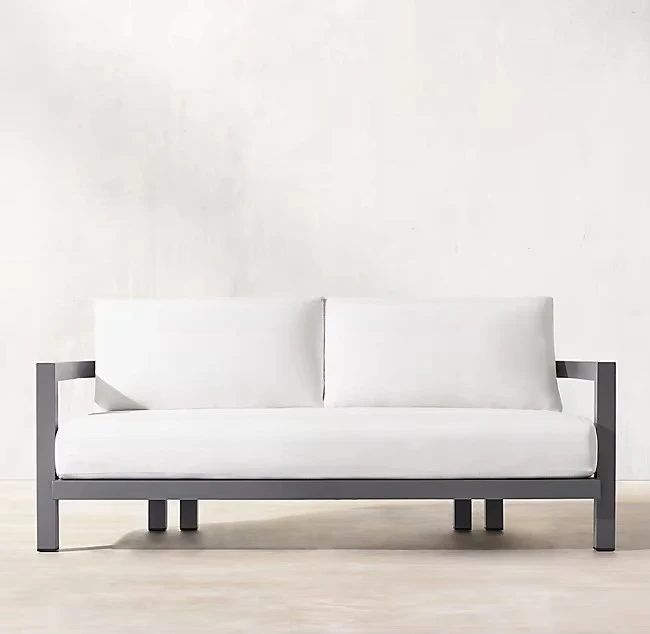 Modern Garden Outside Furniture T Back Shape Design 4 Pieces Handmade Aluminum Outdoor Sofa Set