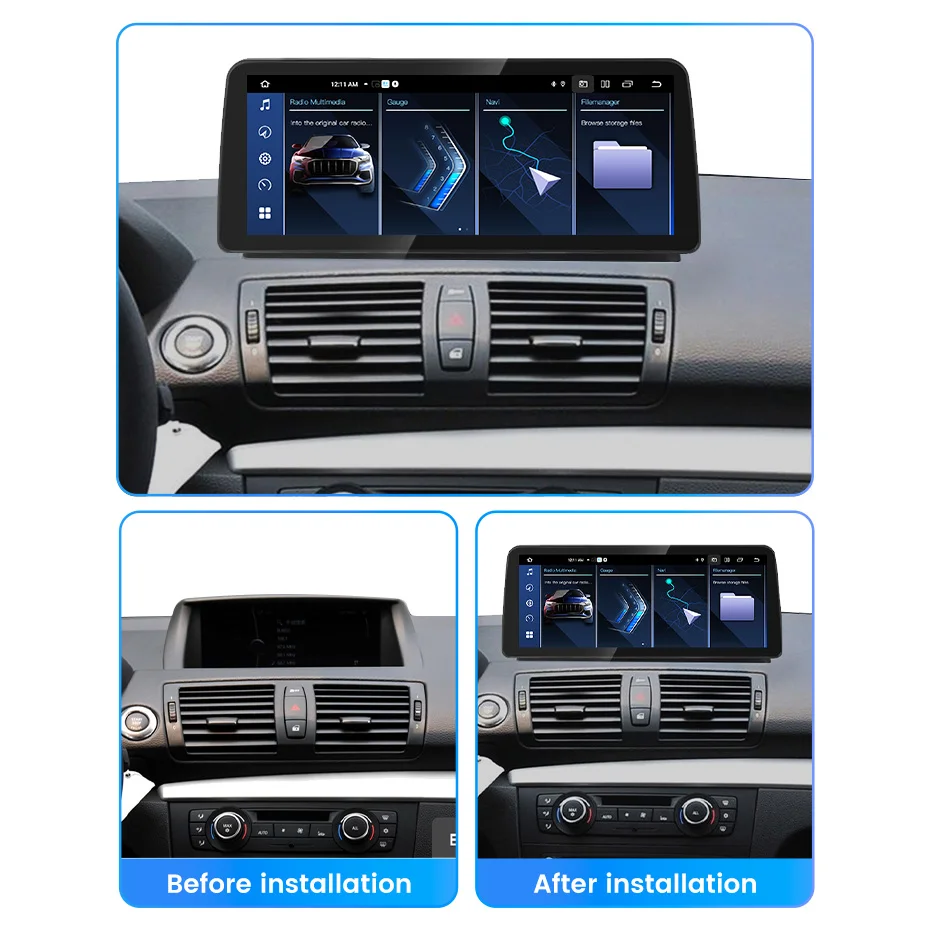 12.3'' Android All in one For bmw e87 carplay BMW 1 Series 120i E81 E82 E88 IDrive Car Radio Multimedia Player For Android Auto