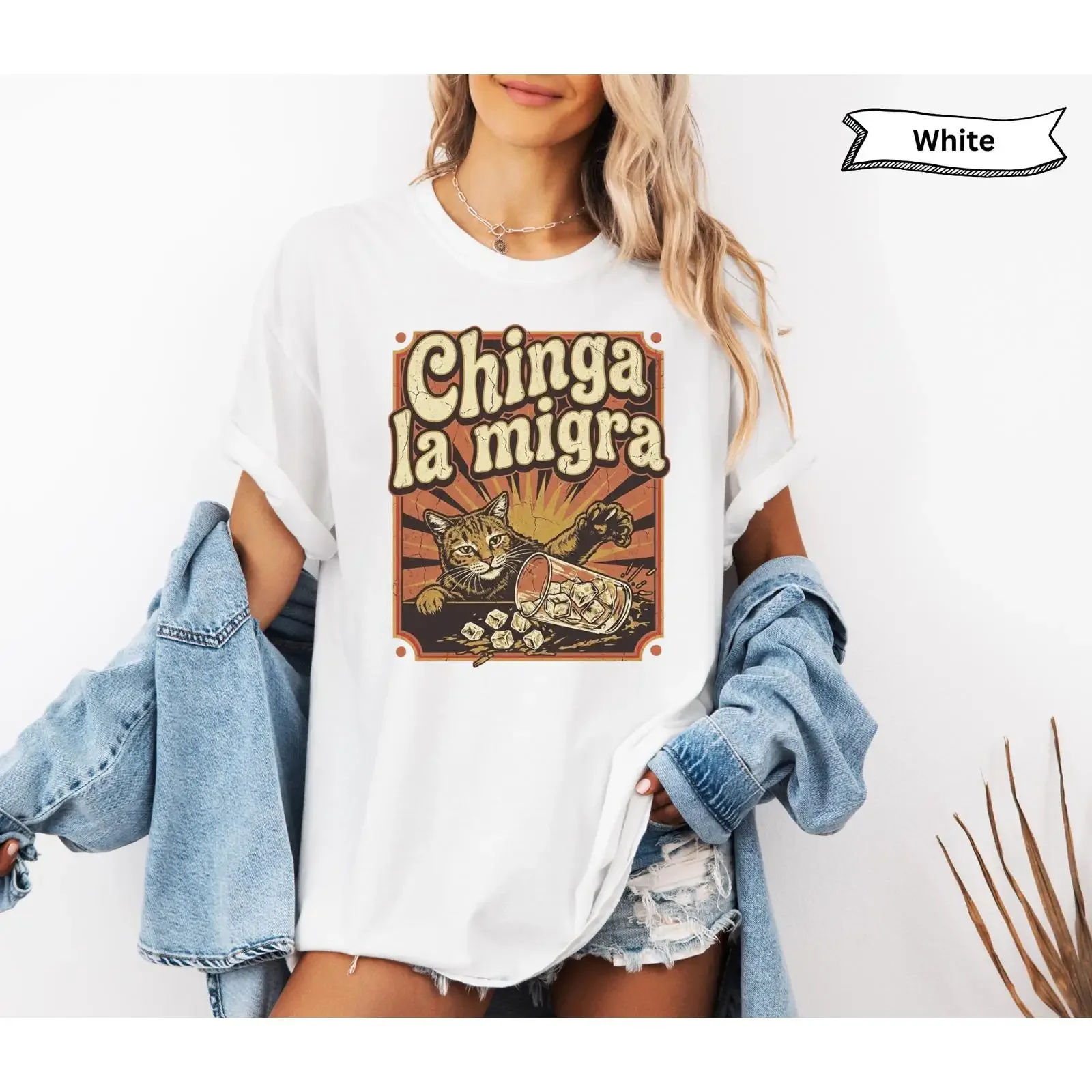 Chinga La Migra Funny Cat T Shirt Anti ICE Political Protest Immigration Rights Social Justice Activism  vintage Washed Casual