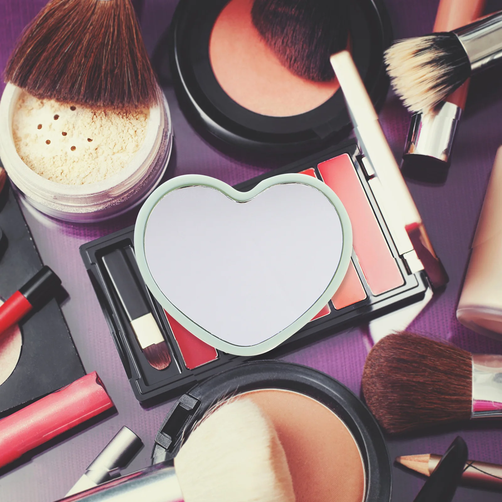 4 pçs espelhos compactos em forma de coração portátil mini espelho de maquiagem espelho portátil para bolsa de viagem elegante bonito