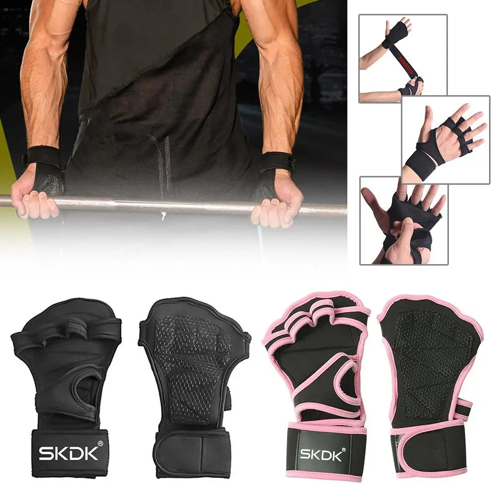 New Weight Lifting Fitness Gloves With Wrist Wraps Fitness Gloves Protection Women Non-slip Protector Silicone Lifting Men F9H8