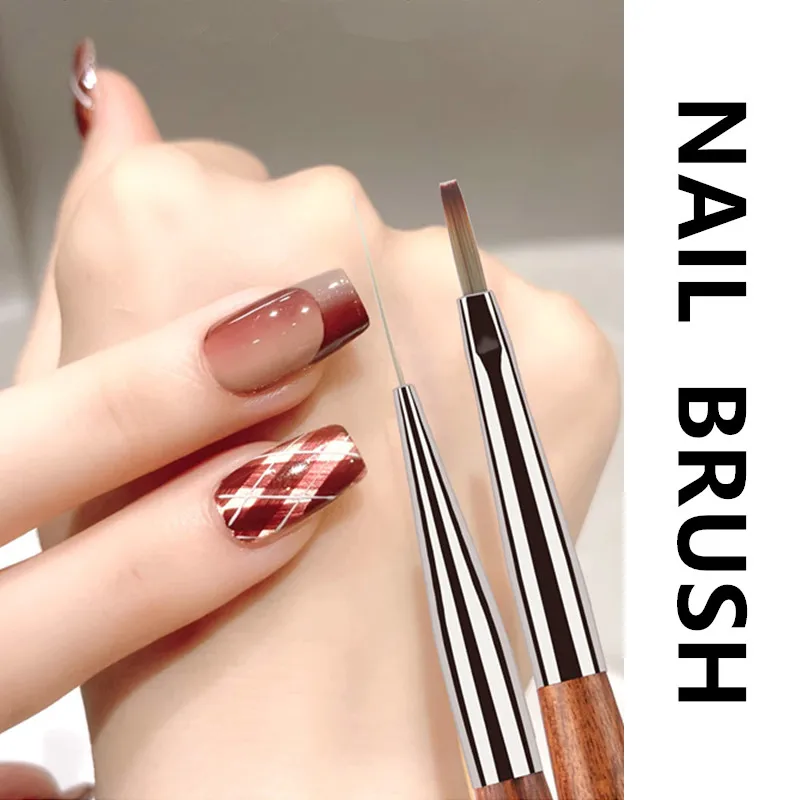 1/2PCS 샌달우드 핸들 브러쉬 아트 라이너 매니큐어 페인팅 브러쉬 UV 젤 익스텐션 빌더 드로잉 펜