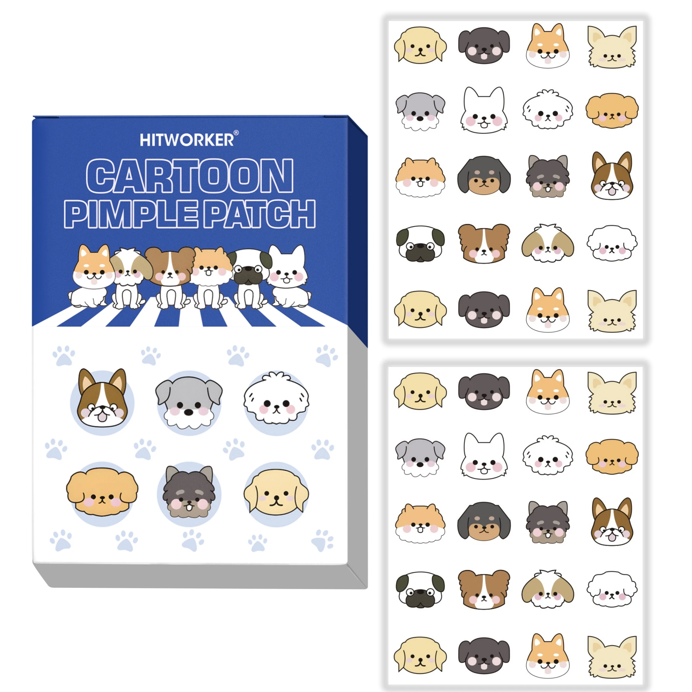40PCS Acne Patches Cartoon Dog Design Makeup Friendly Adhesive Blemish Covers for Quick Healing And Concealment